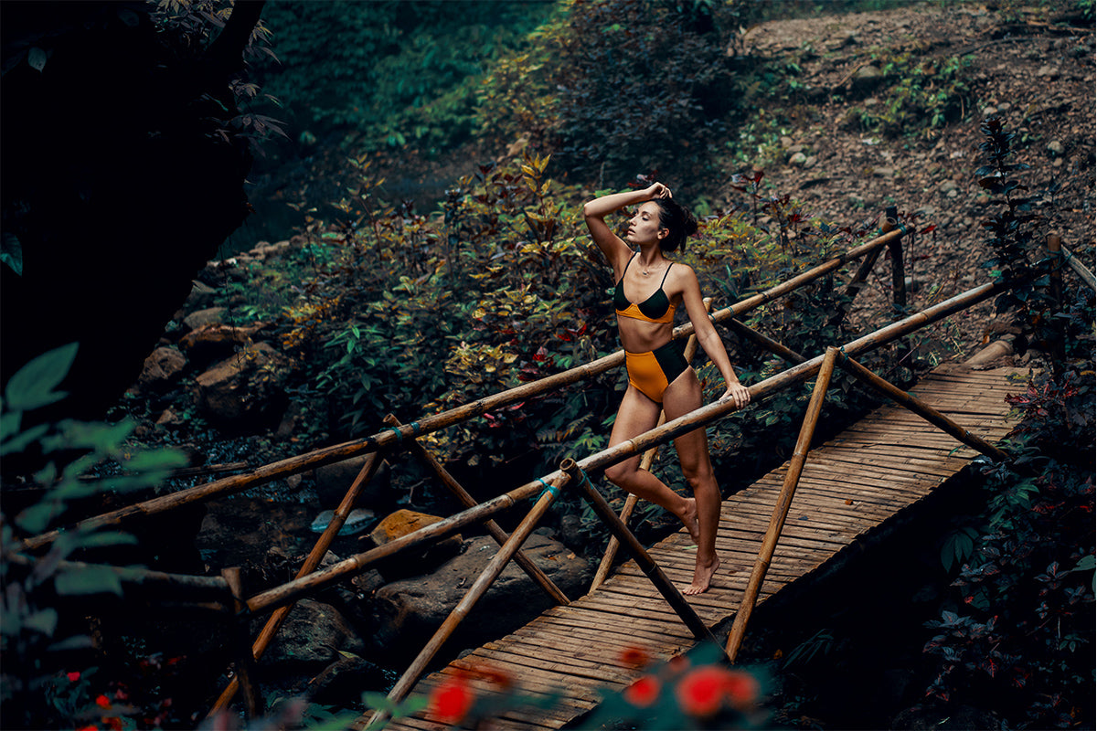 Ontario Bikini by Ozero Swimwear, waterfalls in Bali