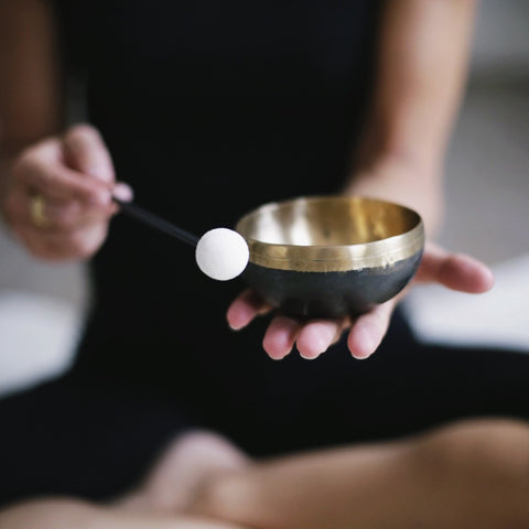 Yogi with a meditation bowl.