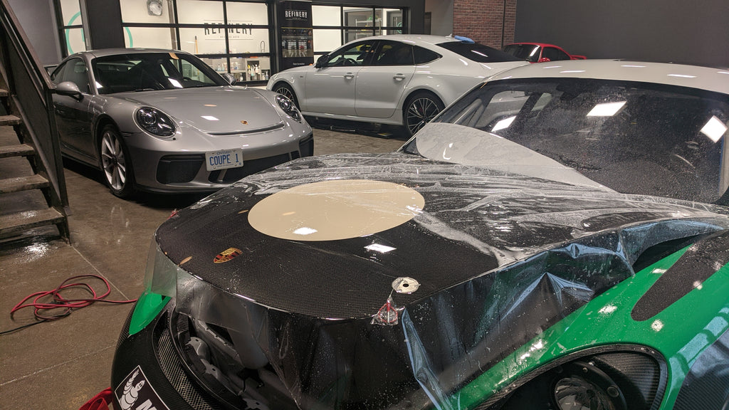 Porsche GT4 Clubsport MR XPEL paint protection film PPF