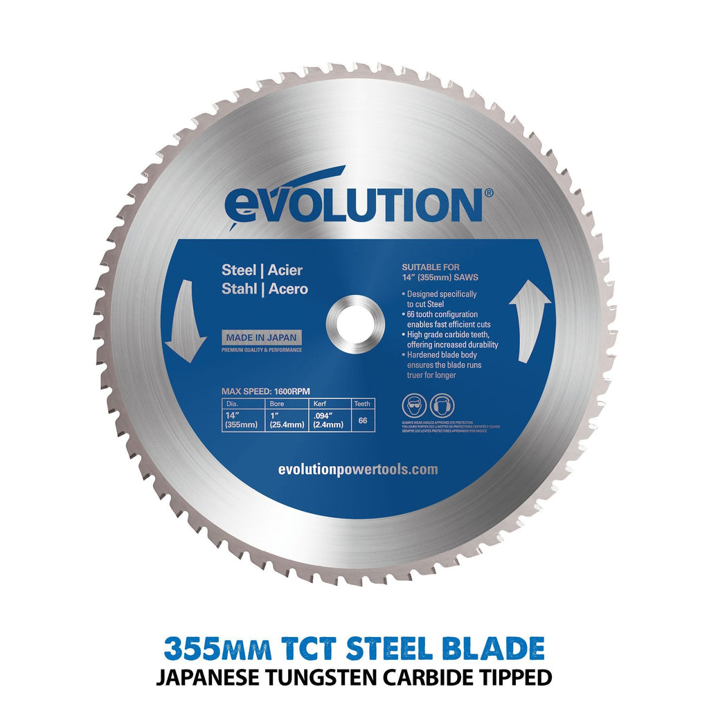 355 mm Evolution Power Tools Industrial Steel Chop Saw S355CPS Scie à découper en Acier Industriel 230 V Domestic 