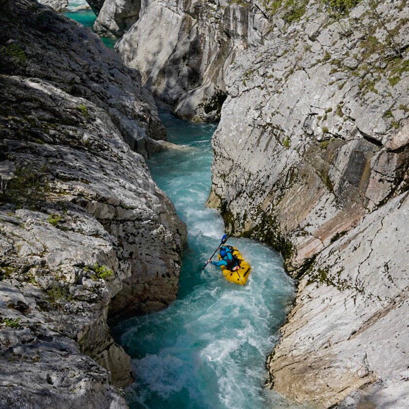 Packrafter on the Soca during the European Packrafting Meet-up