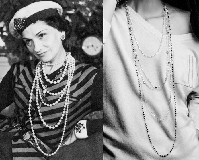 Style your diamond and gemstone necklaces from 64facets like Coco Chanel styles her pearls
