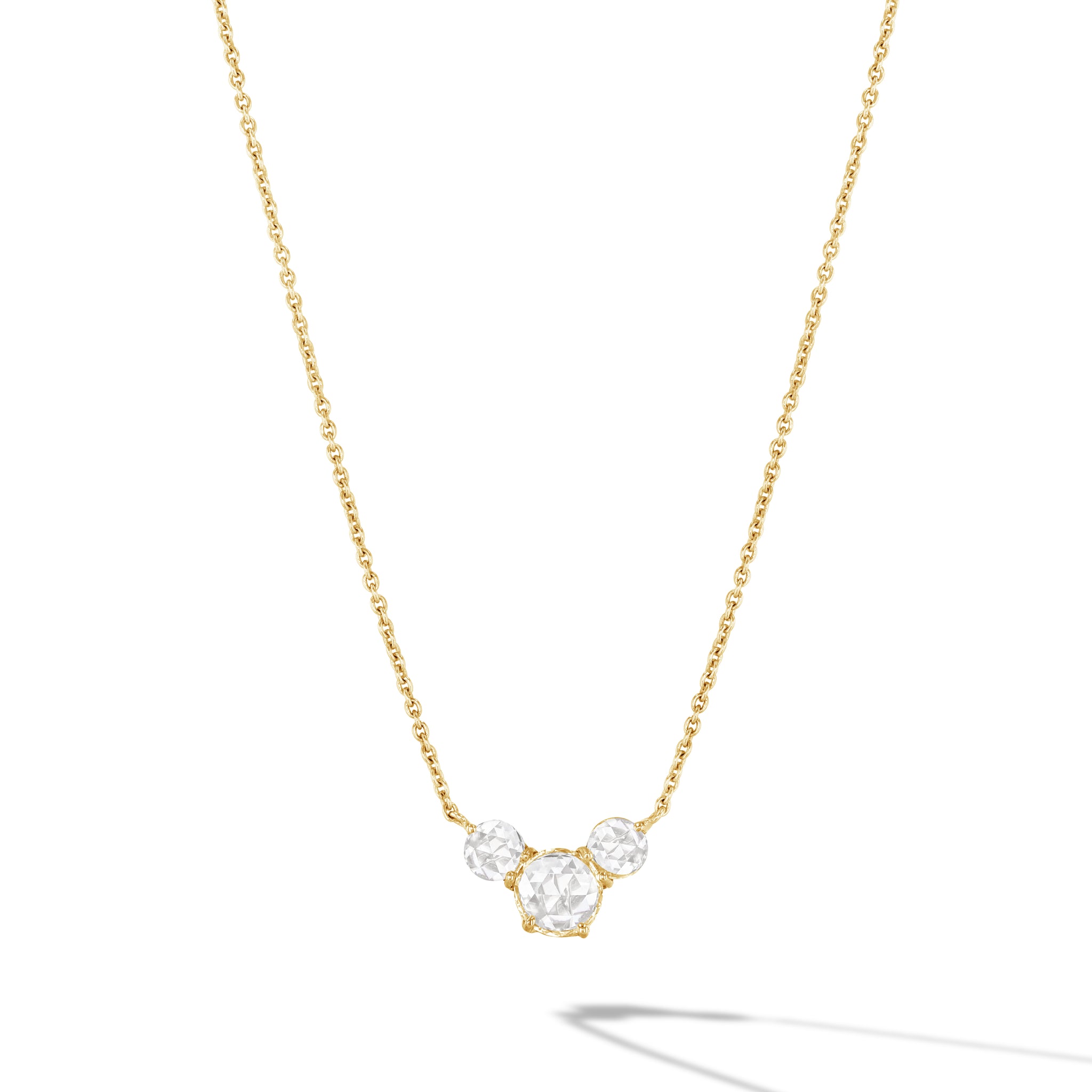 64Facets Ethereal Triple Diamond Necklace in 18K Yellow Gold