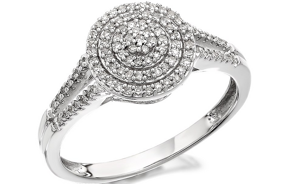 Split Shoulder Diamond Cluster Engagement Ring