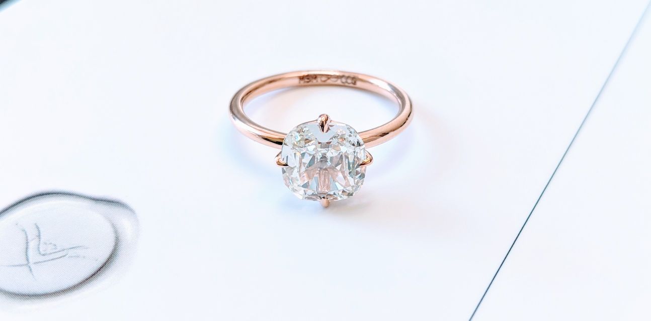 Old Mine Cushion Cut Engagement Ring