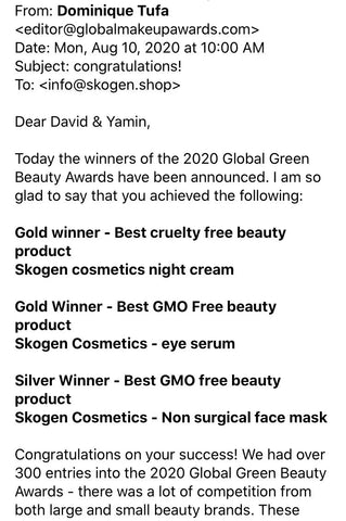 Skogen Green beauty awards 2020