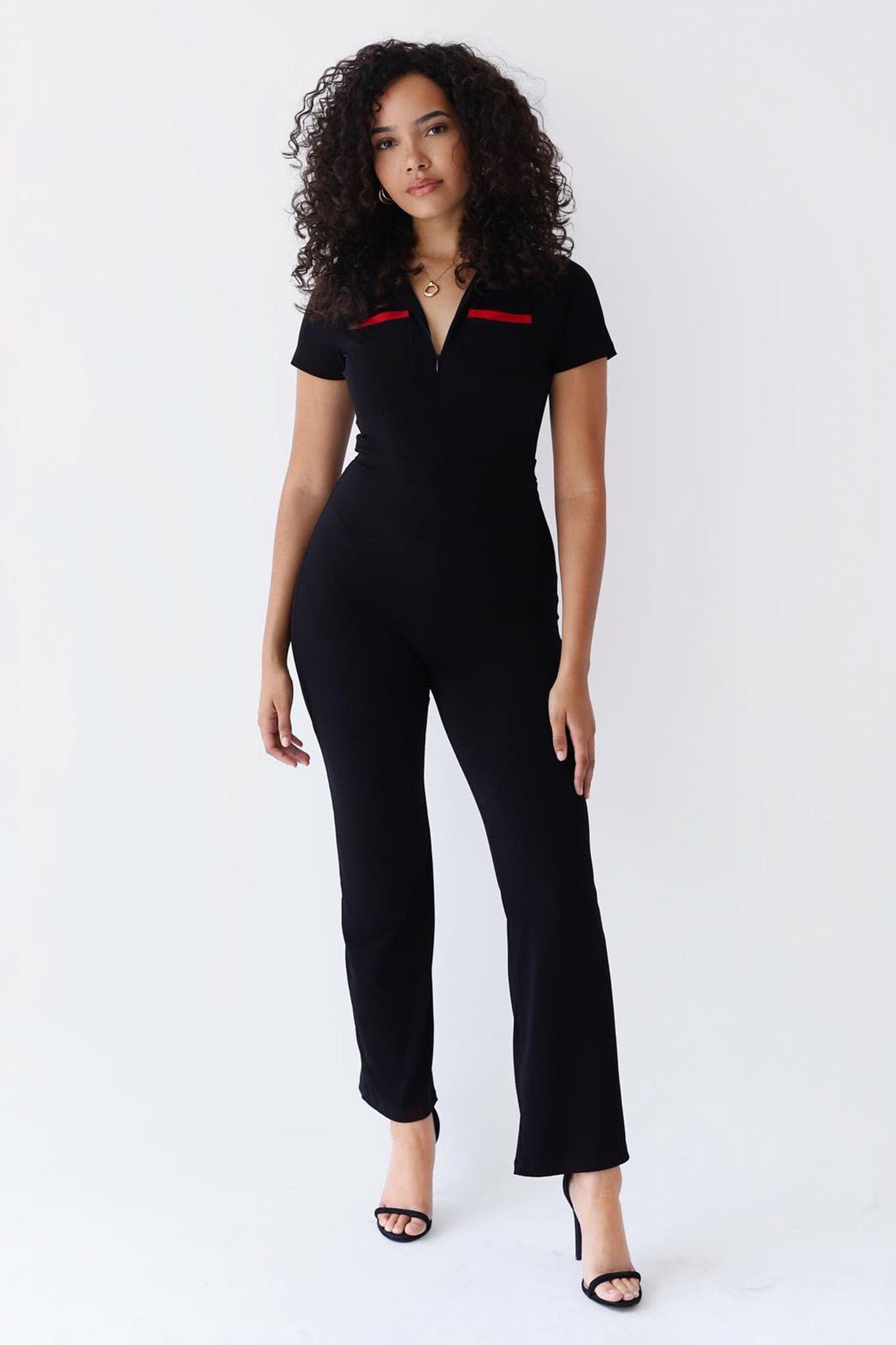 all black polo jumpsuit