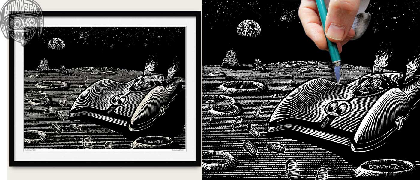 bomonster mooneyes moonliner art print