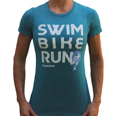 SWIM BIKE RUN T-shirt (teal)