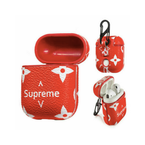 Supreme x LV Leather ShockProof Case for Apple Airpods 1 & 2 | TRU SELECTIONS