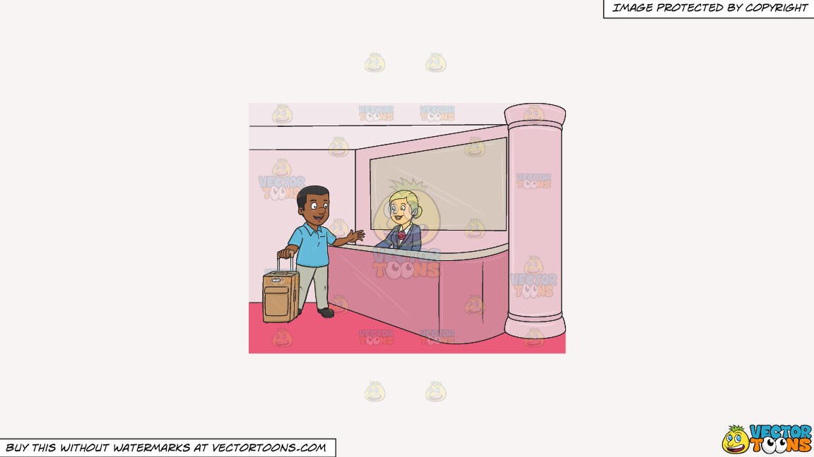 Clipart A Black Guy Chats With The Front Desk Hotel Employee Of A