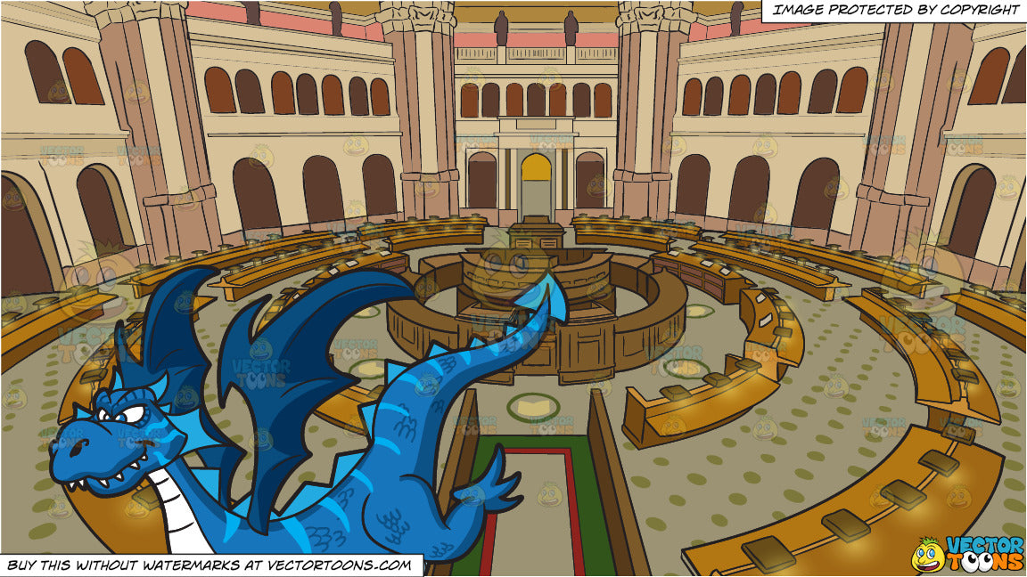A Cool Looking Dragon And Library Of Congress Main Reading Room Background