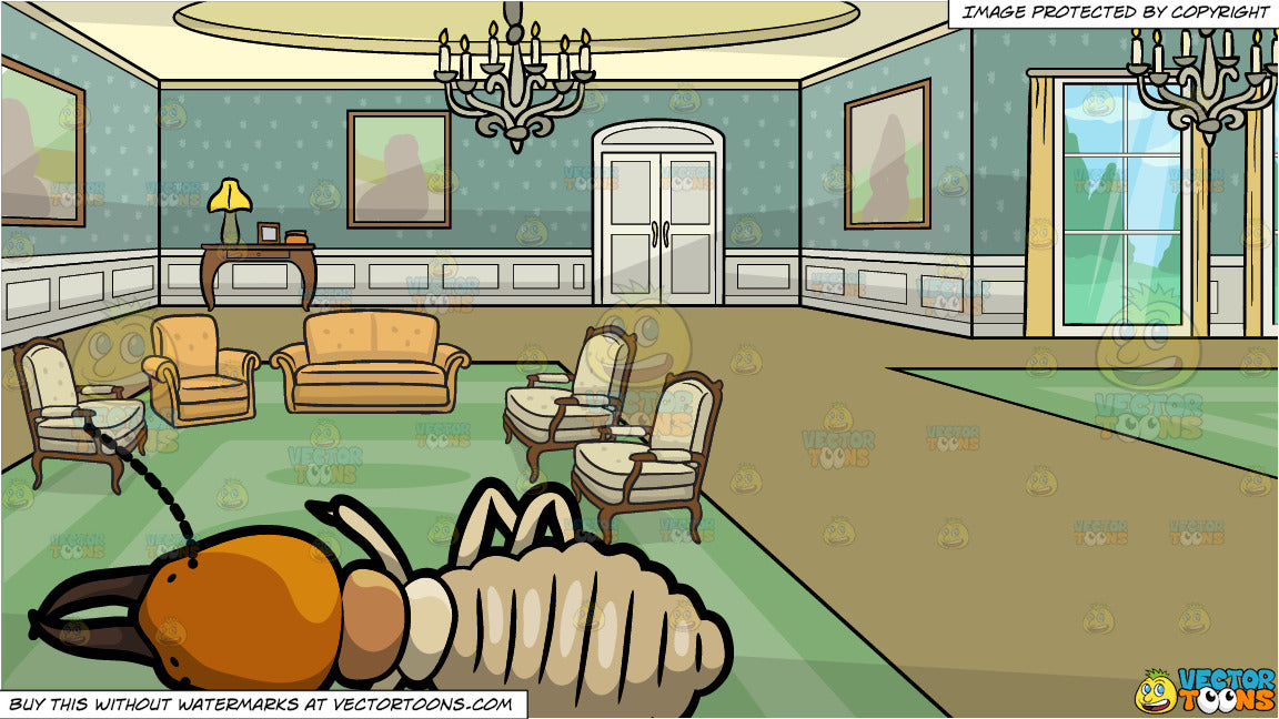 A Creepy Looking Termite And A Castle Drawing Room Background