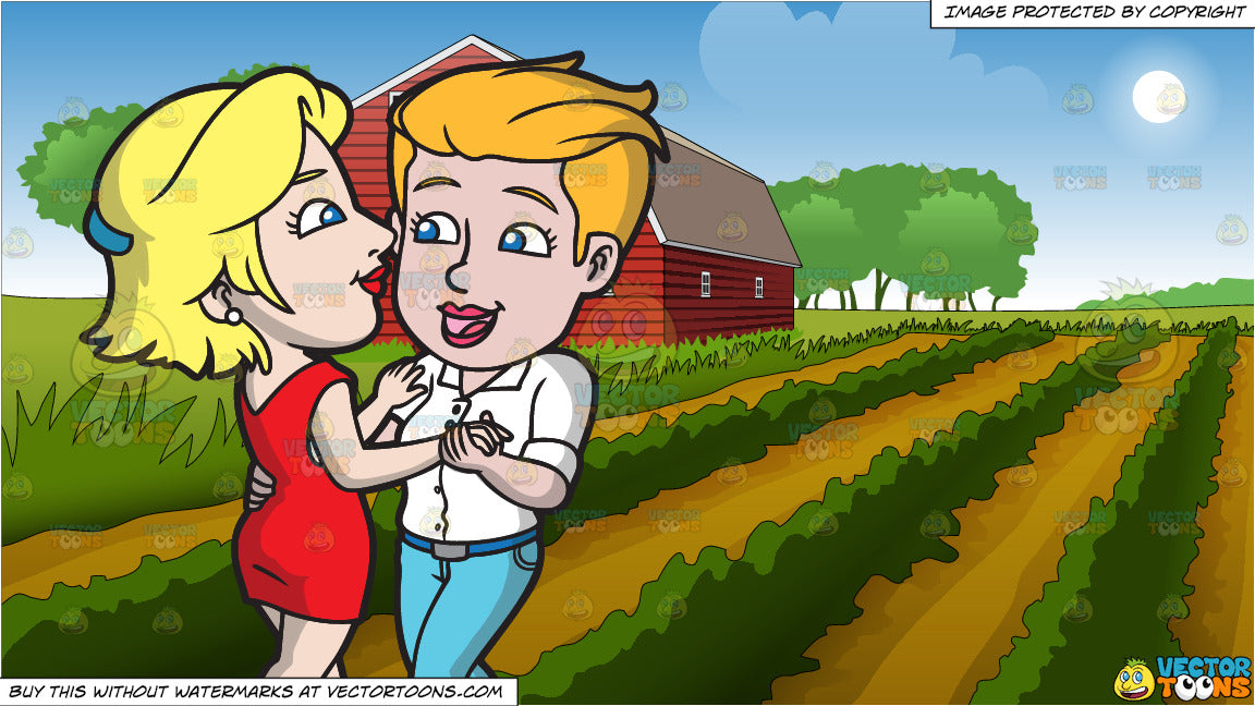 A Dancing Lesbian Pair And Farm Field And Barn Background