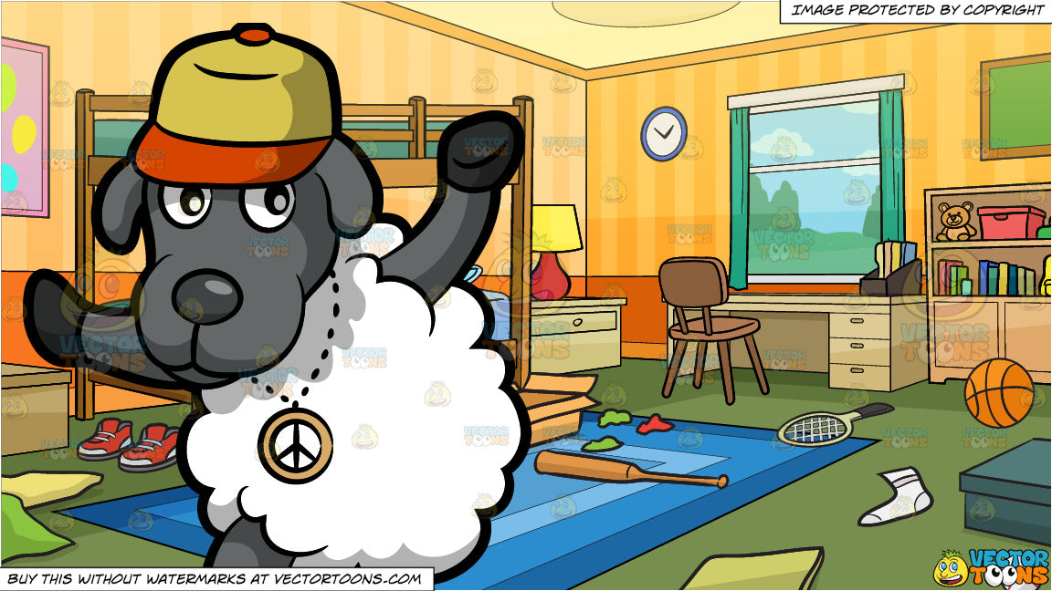 A Dancing Sheep And Messy Kids Bedroom Background