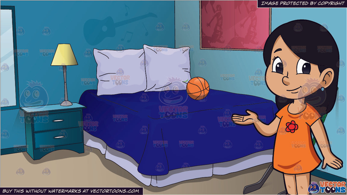 A Female Primary School Student With A Latin American Heritage And Adolescent Boys Bedroom Background