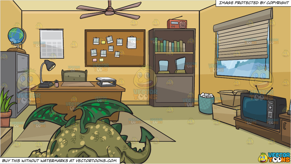 A Friendly Dragon And A Private Investigators Office Background