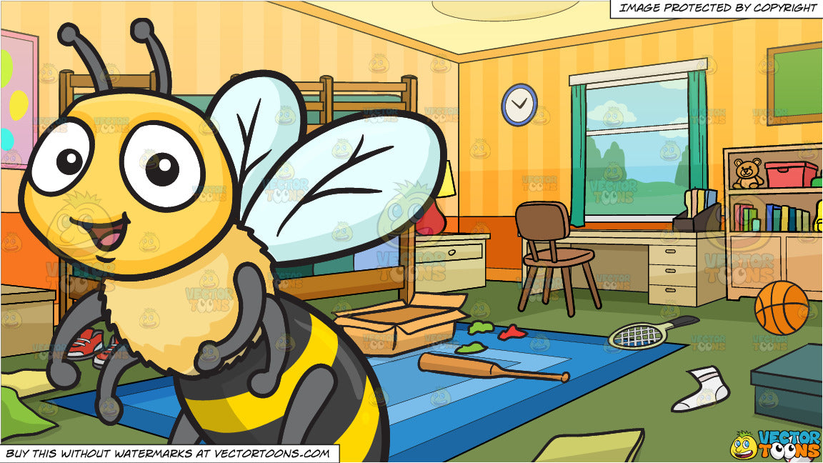 A Giddy Bee And Messy Kids Bedroom Background