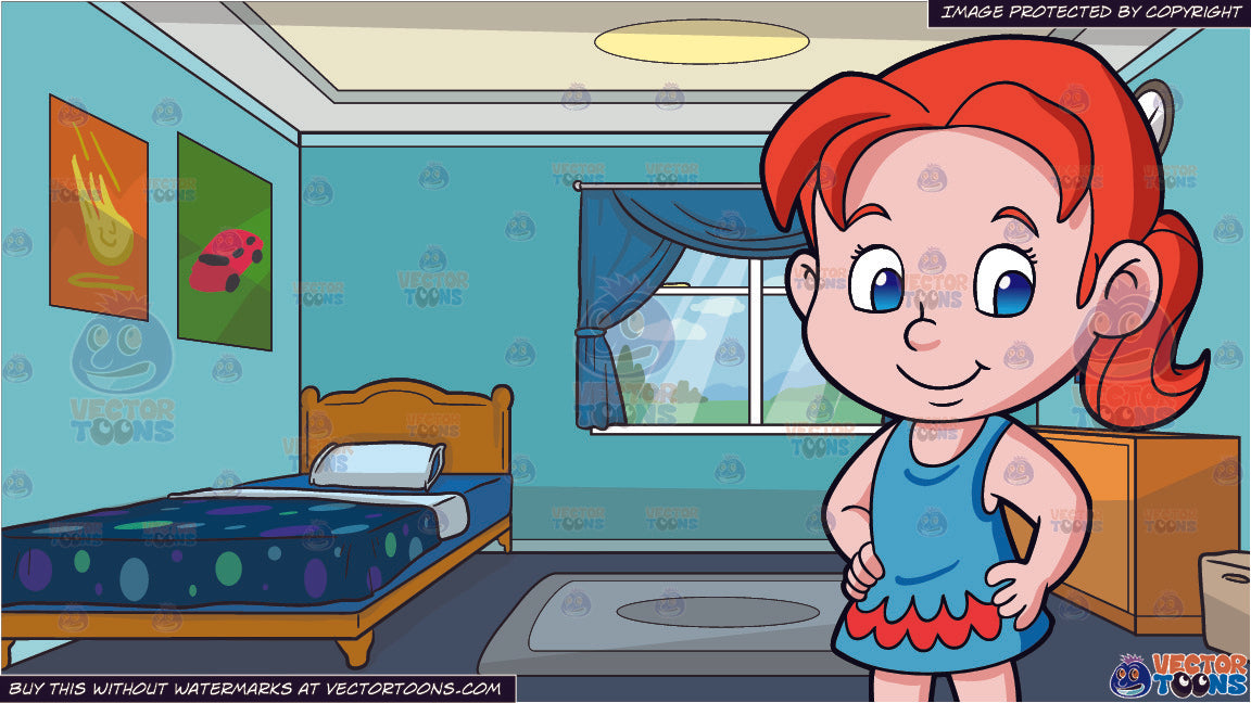 A Pretty Preschooler Girl In A Dress And The Bedroom Of A Young Boy Background