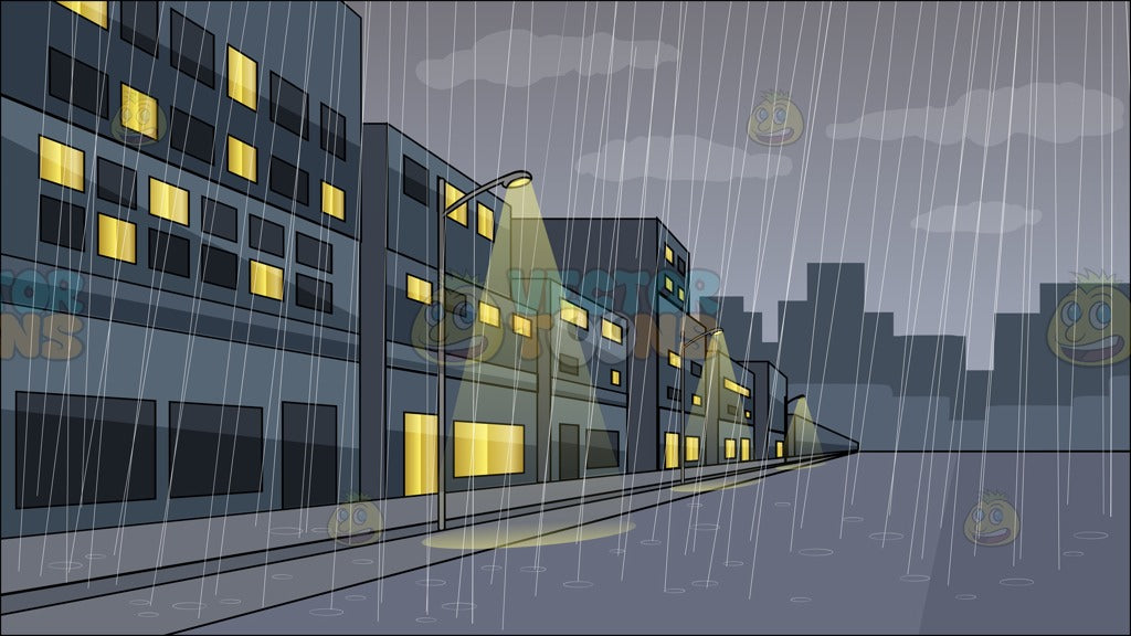 A Rainy Day In The City Background Clipart Cartoons By Vectortoons