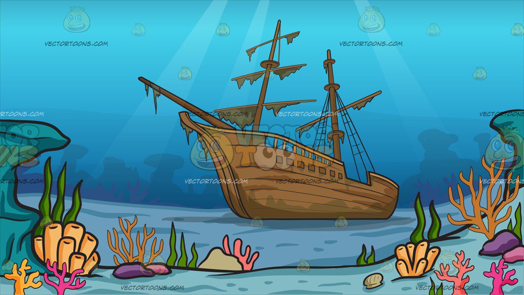 A Shipwreck Background – Clipart Cartoons By VectorToons