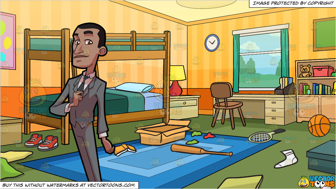 A Sleek Black Businessman And Messy Kids Bedroom Background