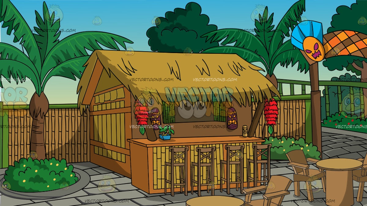 A Tiki Bar Background – Clipart Cartoons By VectorToons