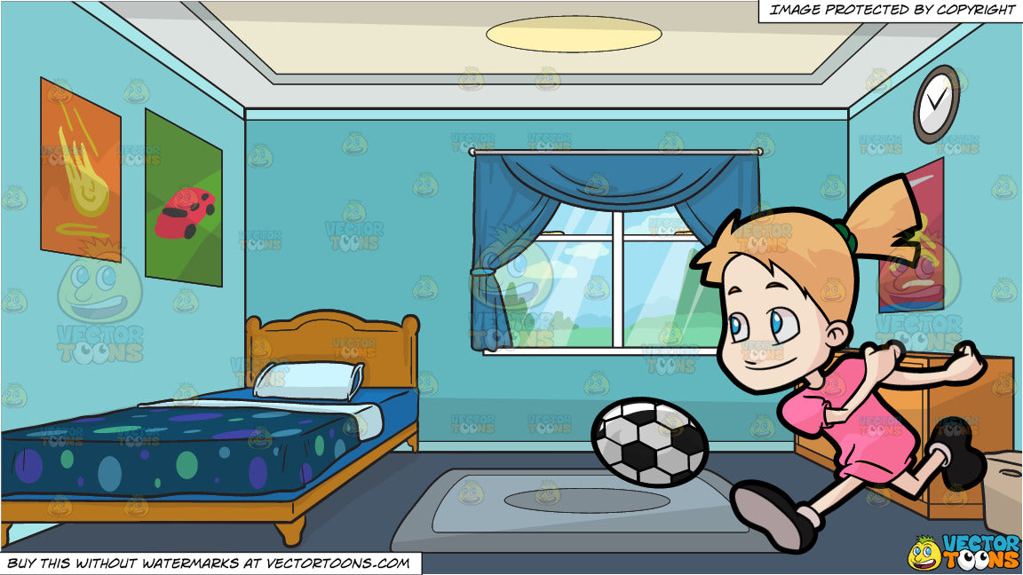 A Young Girl Participates In A Game Of Soccer And The Bedroom Of A Young Boy Background