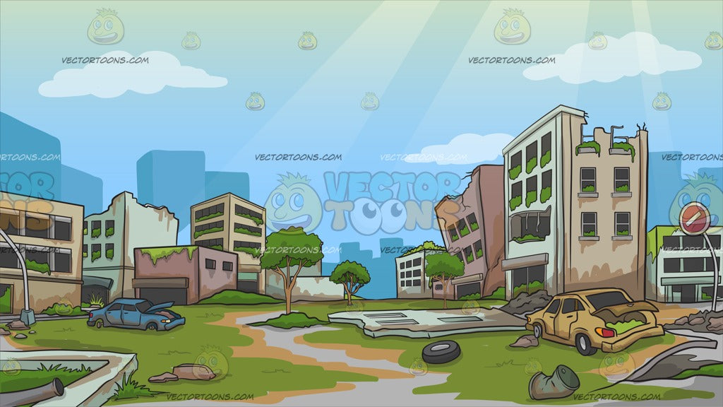 An Abandoned City Background Clipart Cartoons By Vectortoons