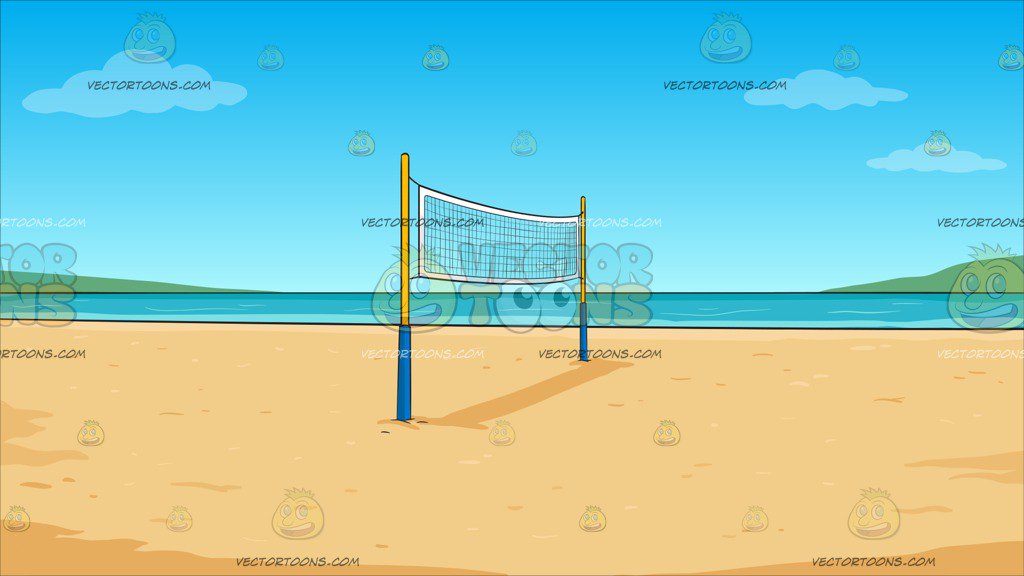 Cartoon Beach Volleyball Background : Cat play and toys kitten