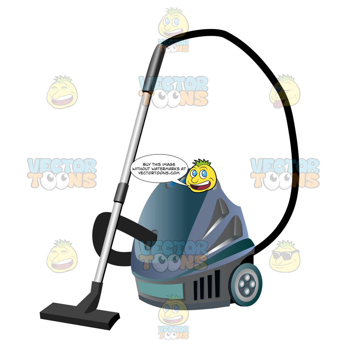 Vacuum Cleaner With Stick And Large Rolling Base – Clipart Cartoons By