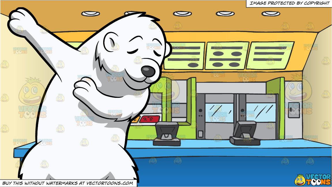Dabbing Polar Bear And Counter At A Fast Food Restaurant Background Clipart Cartoons By Vectortoons
