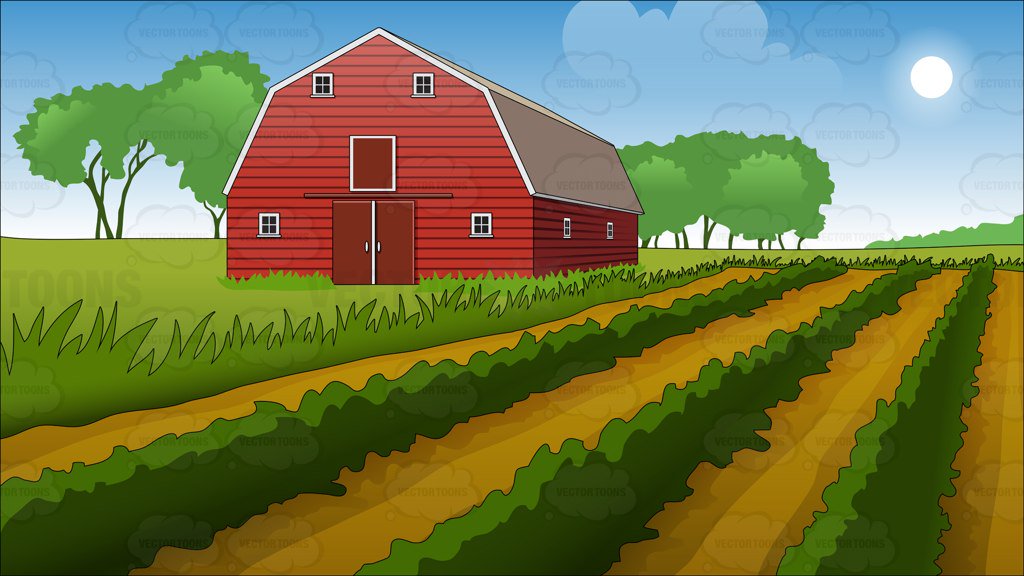 Farm Field And Barn Background Clipart Cartoons By Vectortoons