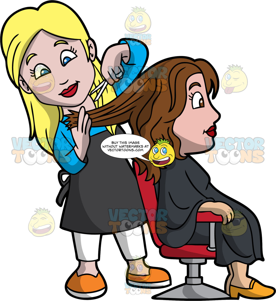 A Female Hairdresser Cutting The Hair Of A Woman – Clipart Cartoons By