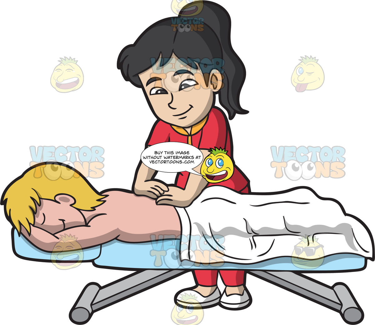 A Cheerful Female Massage Therapist – Clipart Cartoons By VectorToons