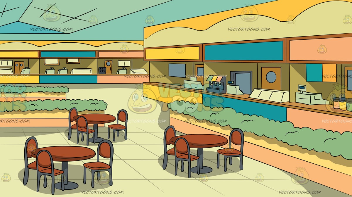 Food Court Inside A Mall Background – Clipart Cartoons By VectorToons