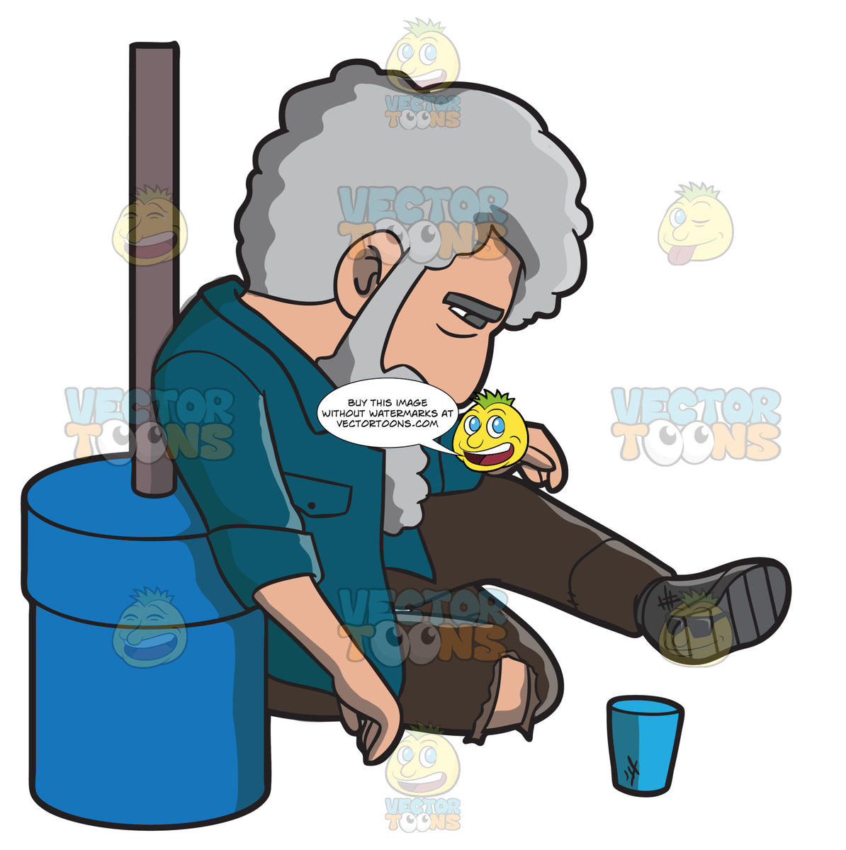 A Hopeless And Homeless Man In The Street – Clipart Cartoons By VectorToons