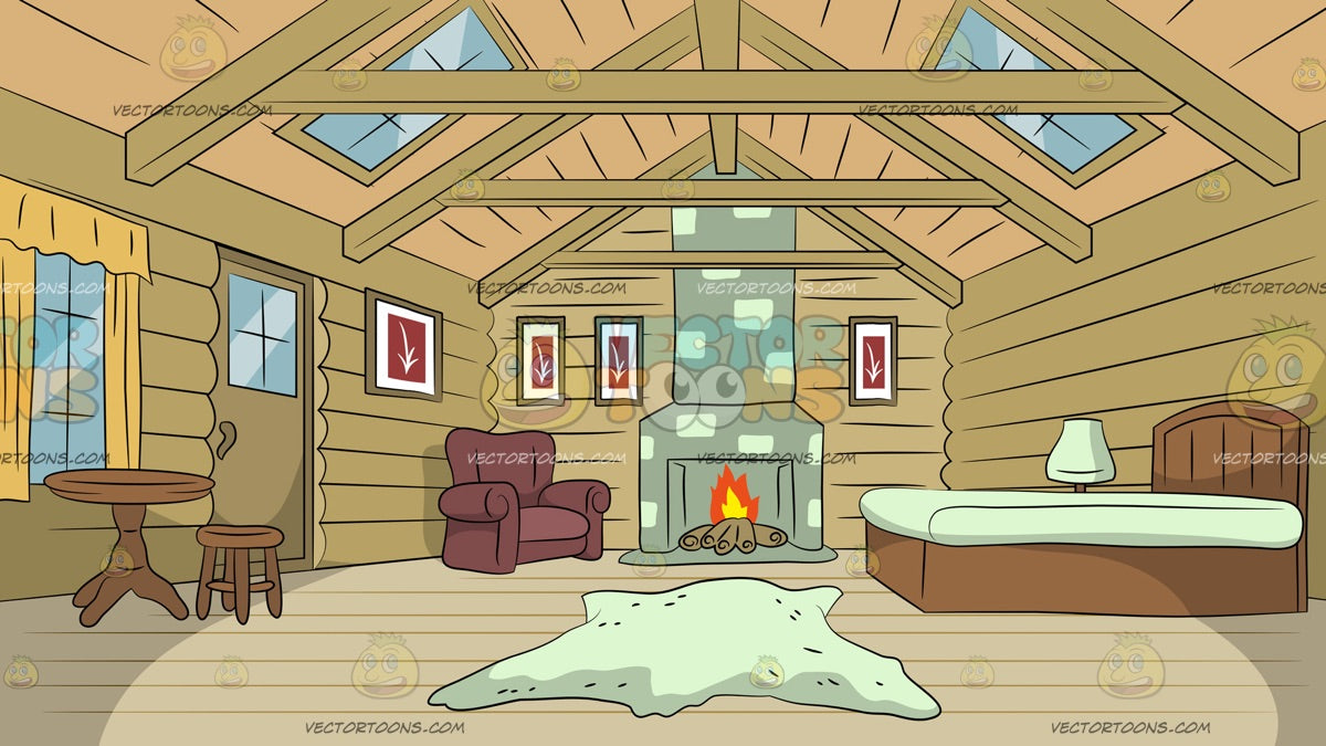 Inside A Cozy Log Cabin Background – Clipart Cartoons By VectorToons