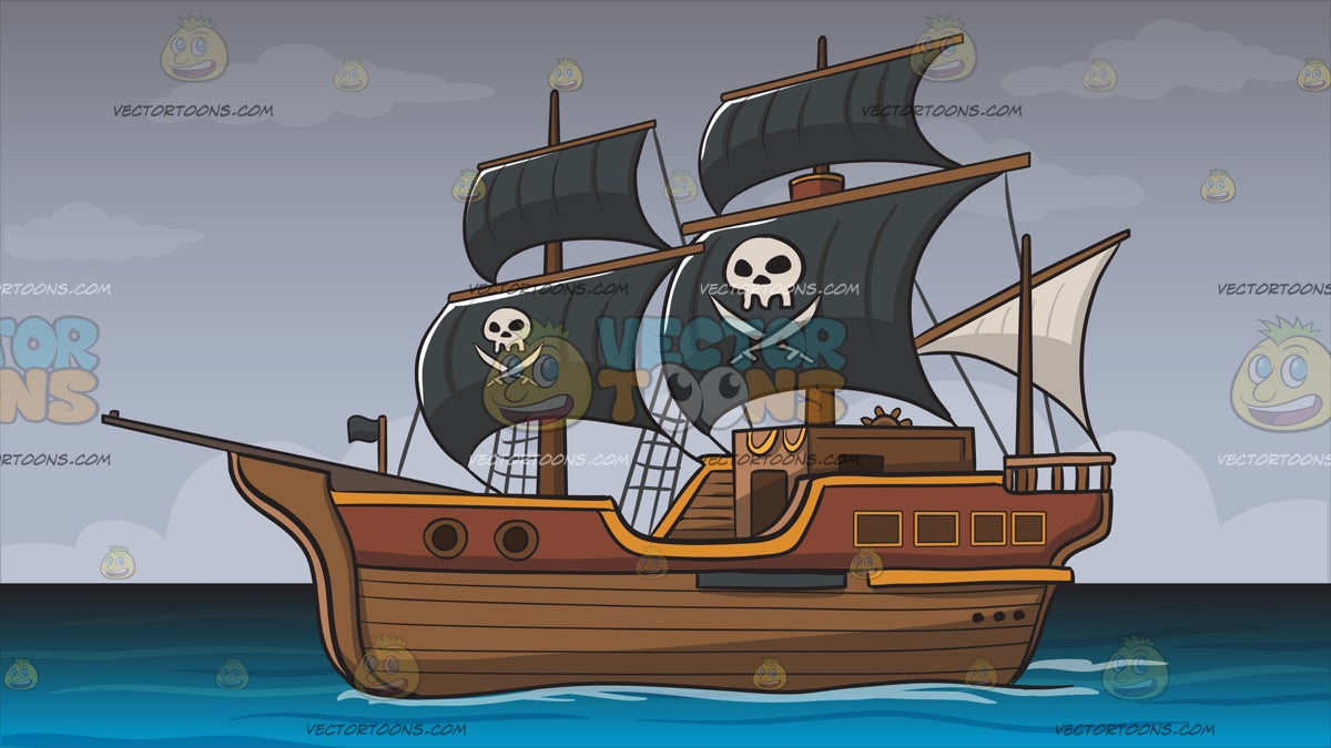 Pirate Ship Background Cartoon - Degraff Family
