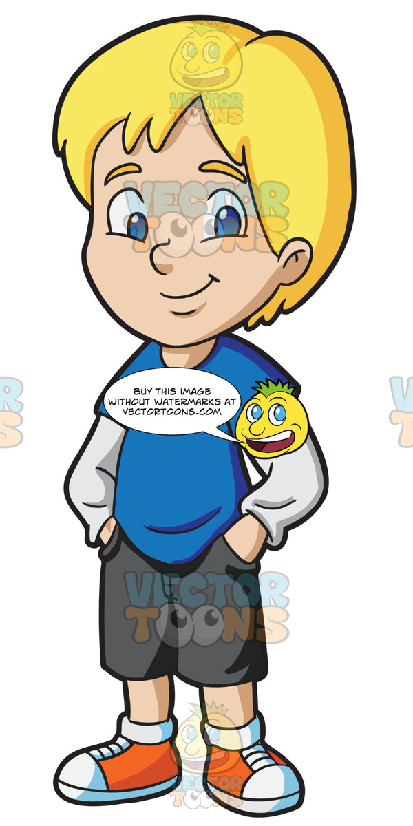 A Male Primary School Student Looking Confident And Cool – Clipart