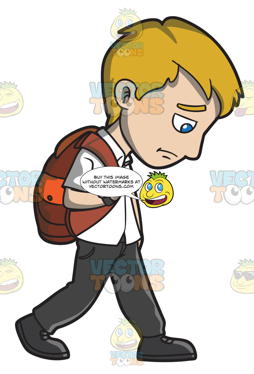 A Sad Young Man Walking Home From Work – Clipart Cartoons By VectorToons