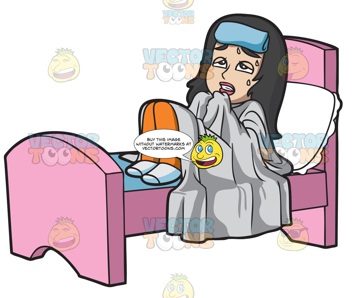 A Sick Woman With High Fever – Clipart Cartoons By VectorToons