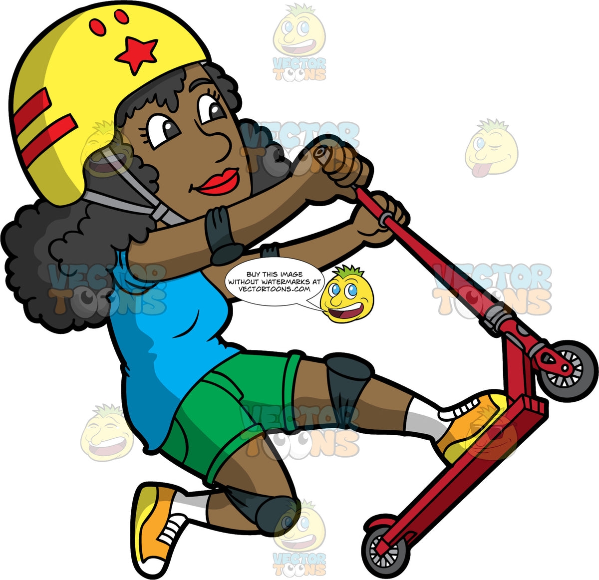 scooter clipart riding woman tricks doing cartoons scooters