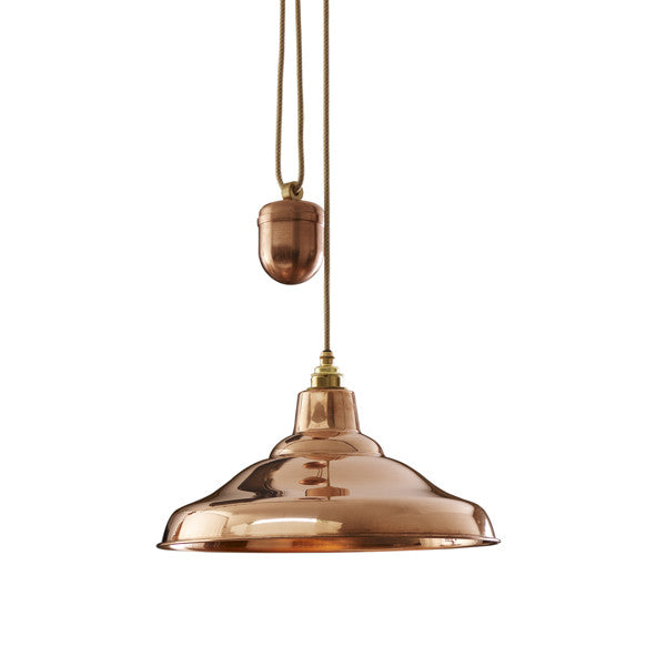 polished copper pendant light