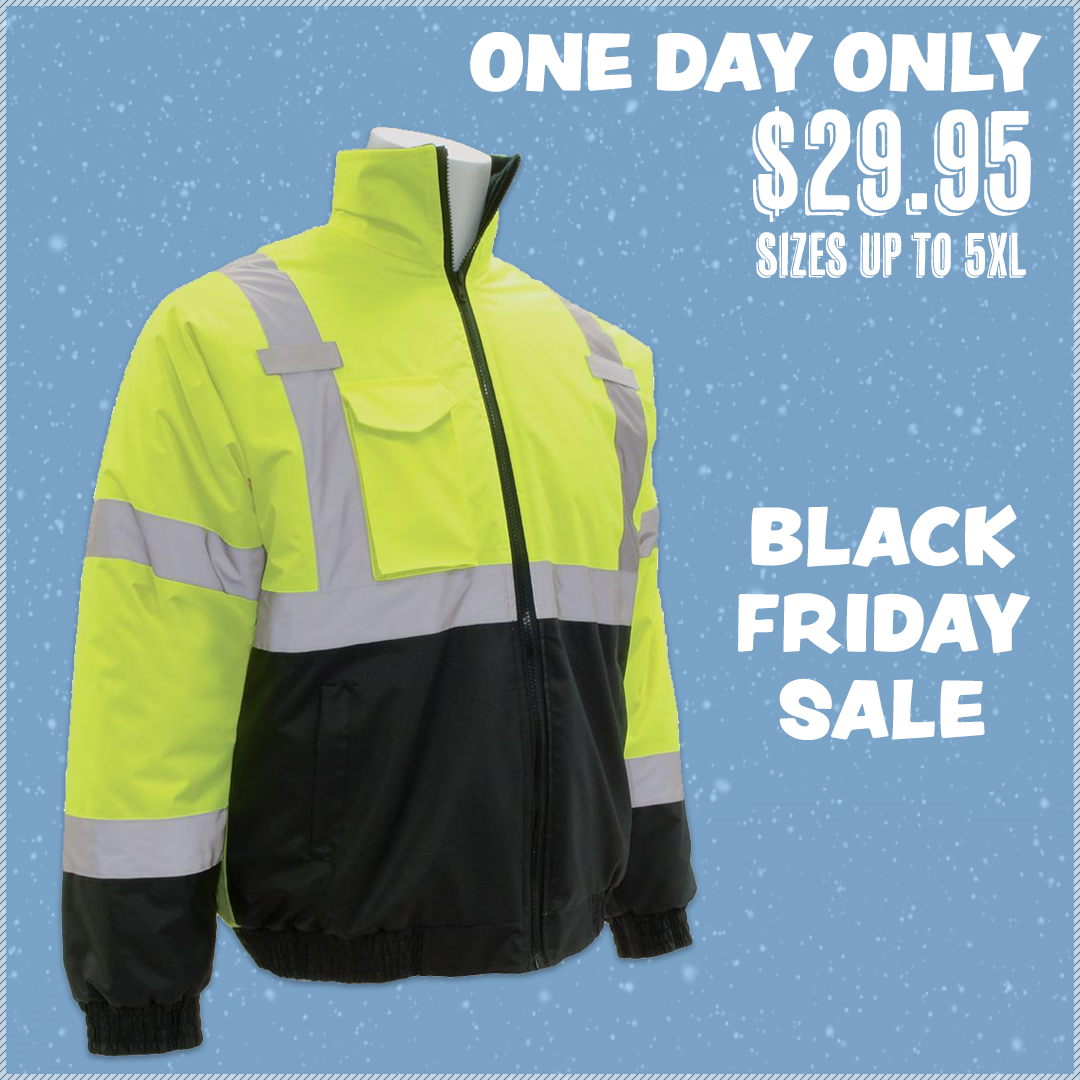 ERB W105 ANSI Class 3 Economy Bomber Jacket Black Friday Sale