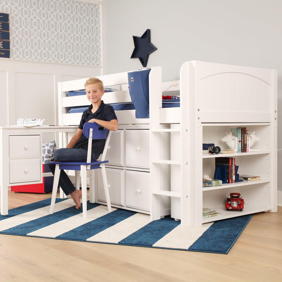 low loft beds with desk