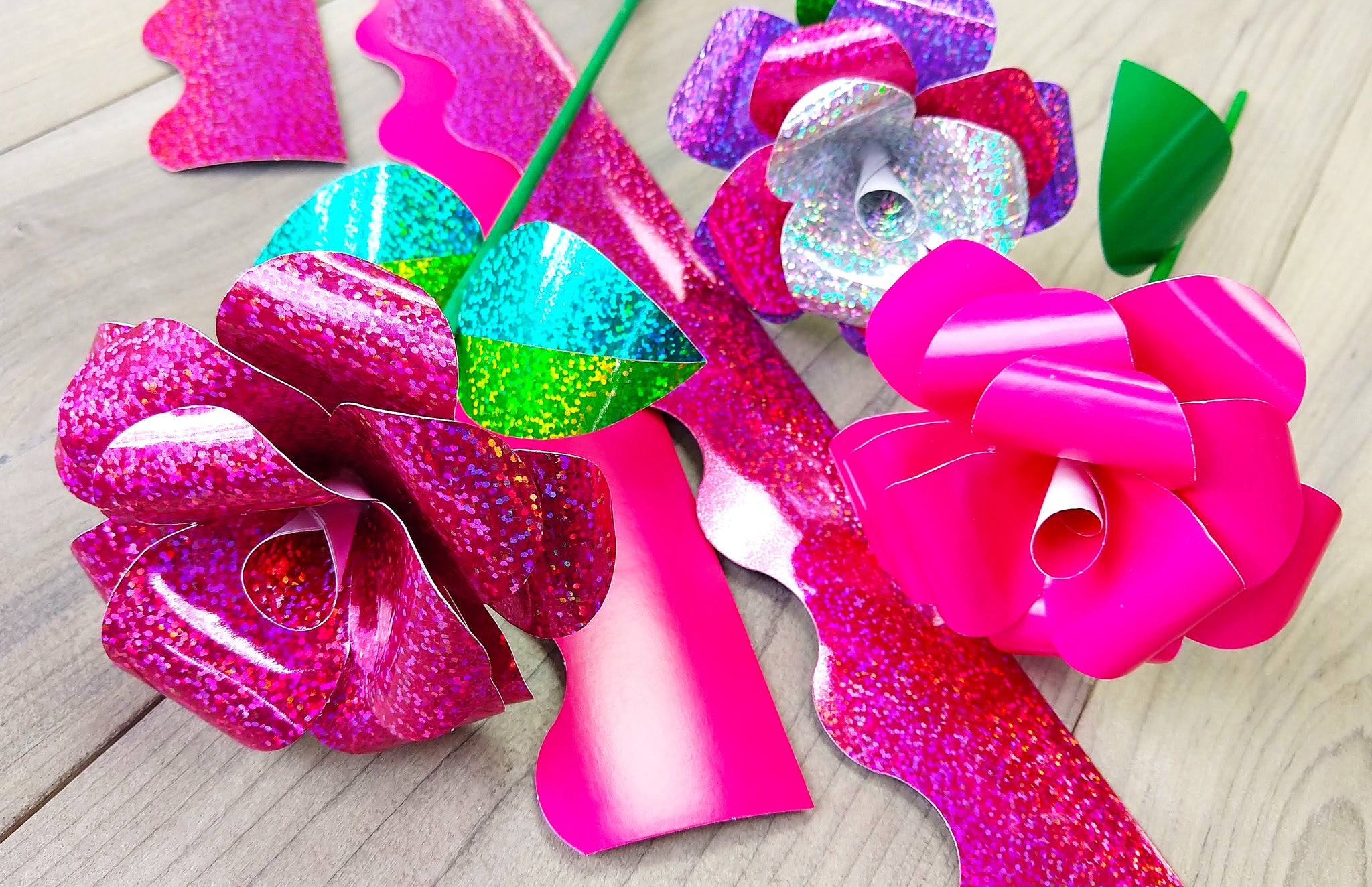 Valentine's Day DIY paper roses made from trimmers
