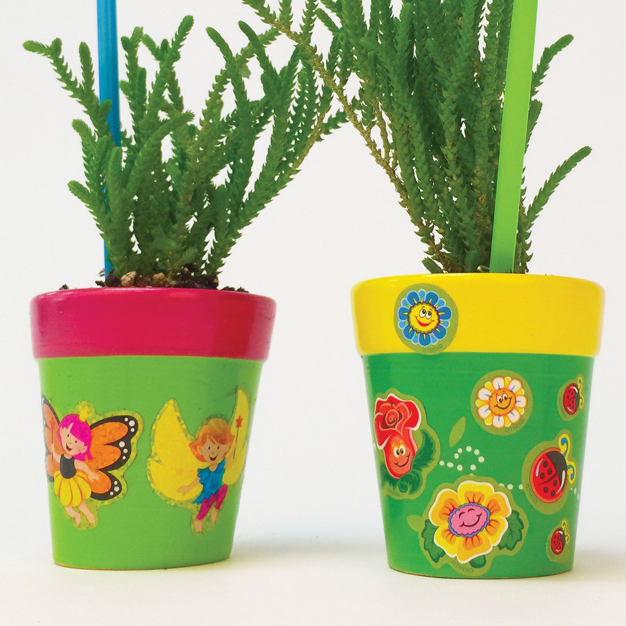 decorate flower pots stickers for spring kid project