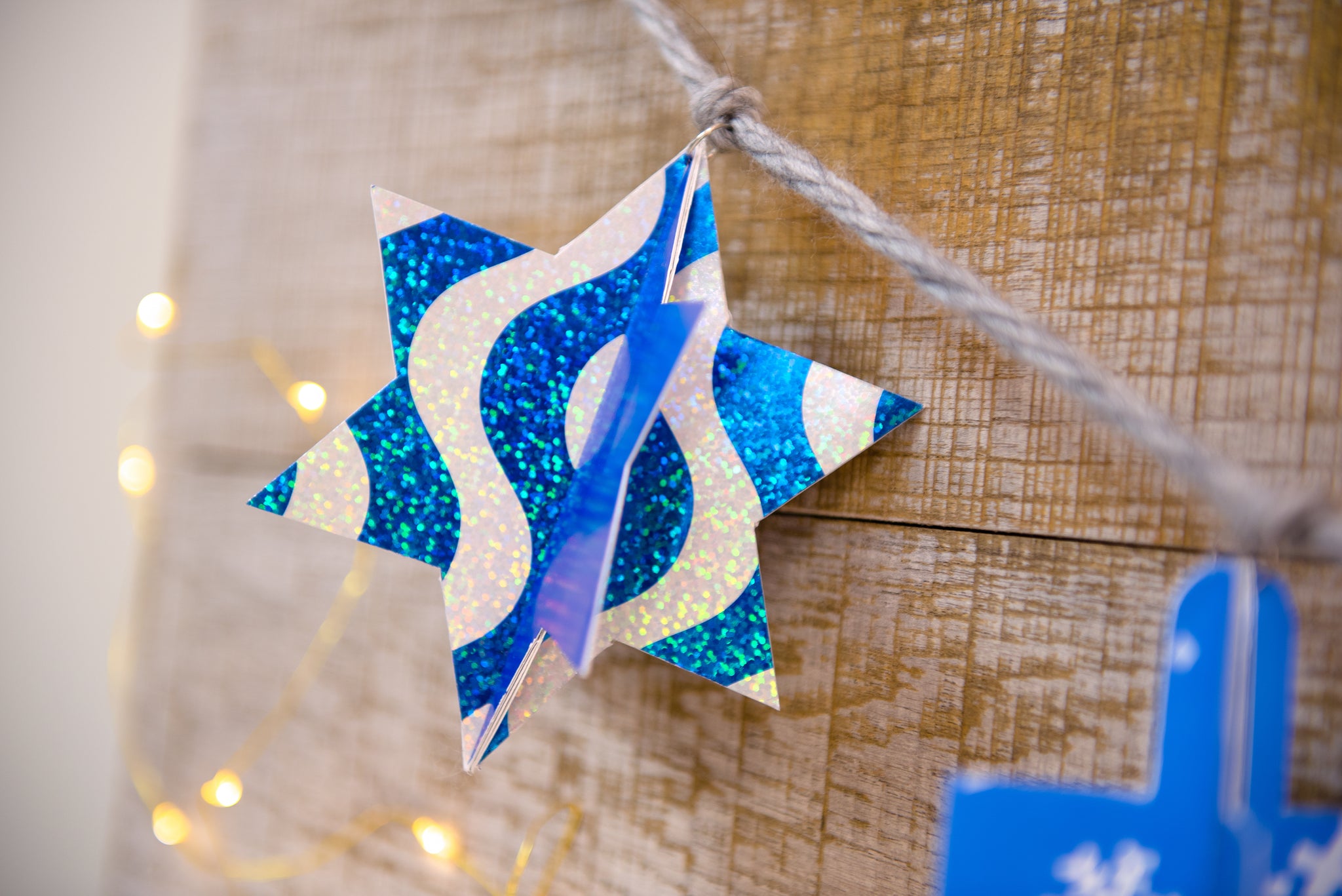 Dreidel and star of David Hanukkah garland DIY paper decoration
