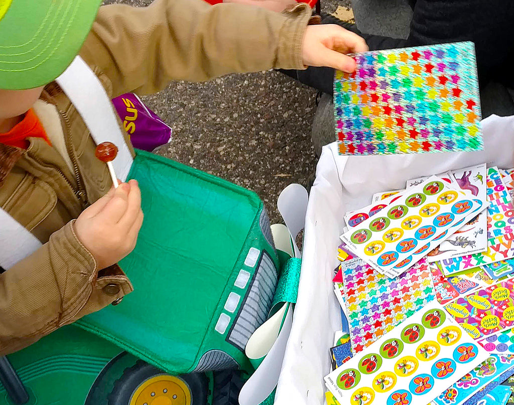 Stickers are allergy friendly non-food treats for Halloween